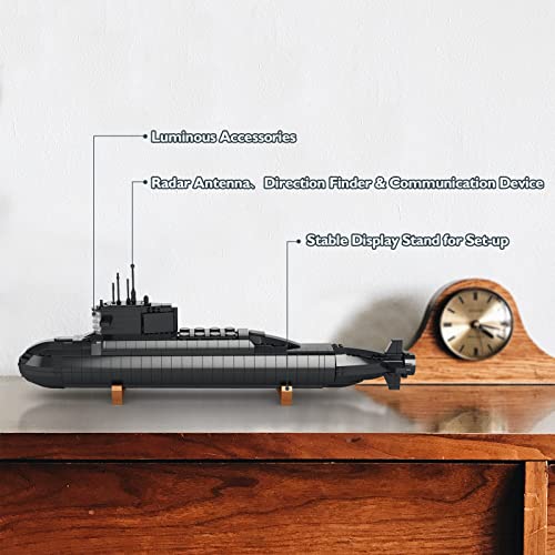 JMBricklayer Juegos de bloques de construcción de submarinos nucleares, kits de submarinos militares con luces, historia de la Segunda Guerra Mundial coleccionables, decoración de habitación del