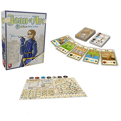 Joan of Arc: Orléans Dibuja y escribe - Juegos Capstone, modo competitivo o solo, juego de estrategia de colocación de azulejos, a partir de 10 años, 1-5 jugadores, tiempo de juego de 45 minutos
