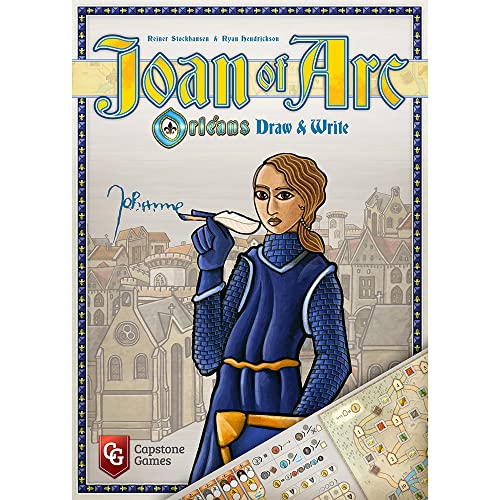 Joan of Arc: Orléans Dibuja y escribe - Juegos Capstone, modo competitivo o solo, juego de estrategia de colocación de azulejos, a partir de 10 años, 1-5 jugadores, tiempo de juego de 45 minutos