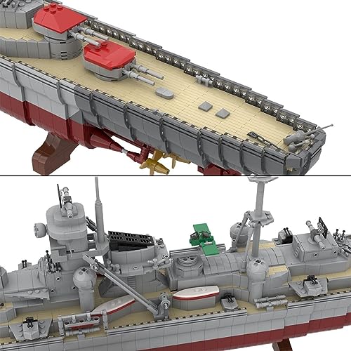 JOENI Tecnología de bloques de construcción de acorazado, MOC-119082 WW2, juego de construcción estratégico de crucero, bloques de sujeción grandes, buques militares compatibles con Lego (4933 piezas)