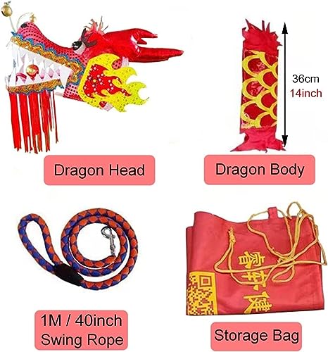 JSY Baile de dragón de Fitness Fitness al Aire Libre for niños Estampado 3D Cinta de Danza del dragón Chino (2m 3m 5m) Accesorio De Fitness (Color : Giallo, Size : 3m/10ft)