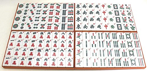 Juego de 144 azulejos de 3,7 cm fáciles de leer con números filipinos chinos, juego completo de 13 libras, regalo de cumpleaños (Mah-Jongg, Mah Jongg, Majiang) estilo fichas aleatorias (verde)