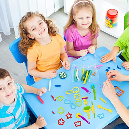 Juego de 20 herramientas de Playdough Play Dough Tools Kit de accesorios para masa de plastilina, moldes de corte en forma de rodillo Pin Pretend Play Accesorios para niños pequeños niñas y niños