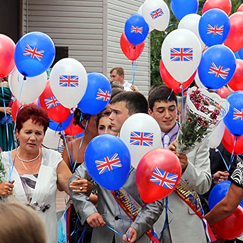 Juego de 30 globos de bandera de Reino Unido, 12 pulgadas, rojo, blanco, azul, suministros de fiesta para cumpleaños de Su Majestad Rey, decoraciones de eventos reales con temática británica