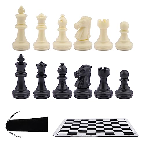 Juego de ajedrez y damas portátil, tablero de ajedrez enrollable de 235 mm con bolsa de cordón, juego de ajedrez plegable enrollable, juego de ajedrez de viaje para niños y adultos (negro)