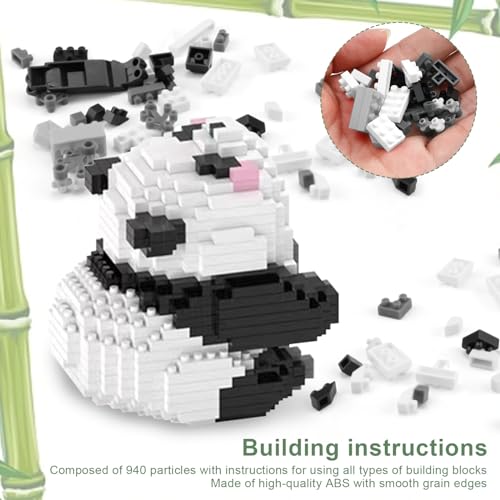 Juego de Bloques de Construcción 3 en 1, HASLED 940 Piezas Panda Mini Building Blocks, Construcciones para Niños, Mini Bloques de Construcción de Animales, Apto para Adultos y Niños