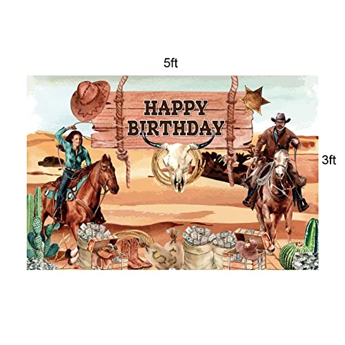 Juego de decoraciones de fiesta de cumpleaños de vaquero occidental con temática de vaquero occidental, pancarta de feliz cumpleaños, globo, fondo para fiestas de vaquero occidental, suministros