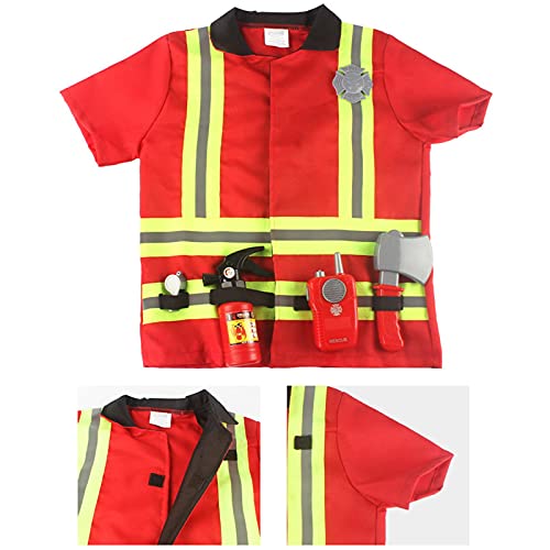 Juego de disfraz de bombero para niños, juego completo de disfraz de bombero, juego de rol y accesorio para niños y niñas