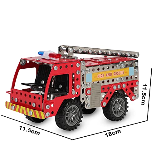 Juego de erector para niños a partir de 7 años, niños y niñas, juguetes de construcción STEM para camiones de bomberos - Kit de construcción de metal para niños y niñas de 7, 8, 9, 10 años, 292 piezas