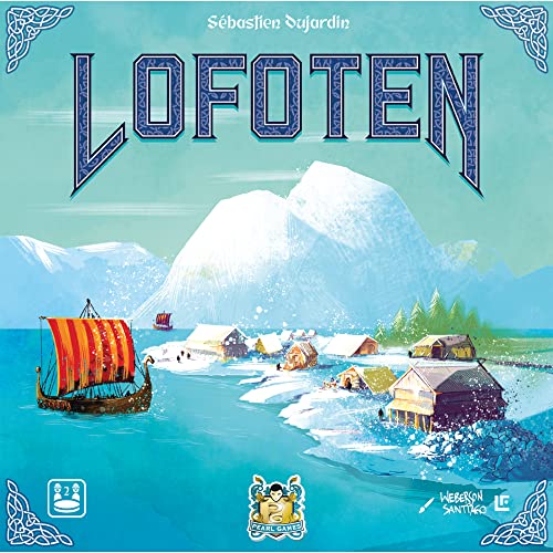 Juego de mesa Lofoten,Juego de estrategia temático vikingo, juego de gestión de manos, tiempo de juego promedio de 40 minutos, hecho por Pearl Games