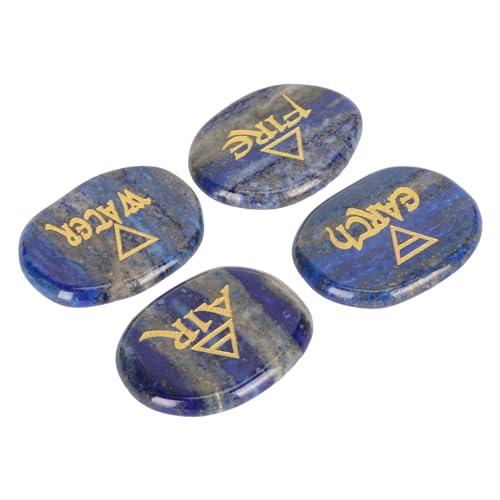 Juego de Piedras con Símbolos de Reiki, Piedras Rúnicas Grabadas para Equilibrar Chakras, Curar y Decorar la Oficina (Roca lazurita)