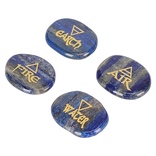 Juego de Piedras con Símbolos de Reiki, Piedras Rúnicas Grabadas para Equilibrar Chakras, Curar y Decorar la Oficina (Roca lazurita)