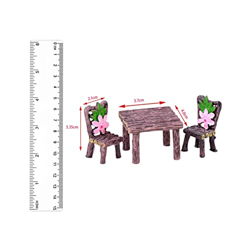 Juego de sillas de mesa pintadas a mano para decoración de micro paisaje, modelo de arquitectura multicolor, café oscuro