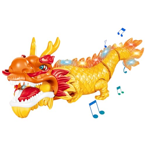 Juguete Eléctrico Dragón Chino | Luz LED Deslumbrante Canto Danza Dragón Chino | Ilumina Juguete Dragón con Música para El Hogar Fiesta Decoración De Año Nuevo