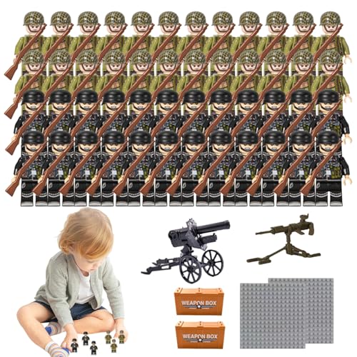 Juguetes del ejército Set militar, juego de soldados de hombres, 2 conjuntos en miniatura lindo expresivo interactivo bricolaje de bricolaje ww2 juguetes de desarrollo figuras de acción práctica rega