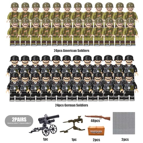 Juguetes del ejército Set militar, juego de soldados de hombres, 2 conjuntos en miniatura lindo expresivo interactivo bricolaje de bricolaje ww2 juguetes de desarrollo figuras de acción práctica rega
