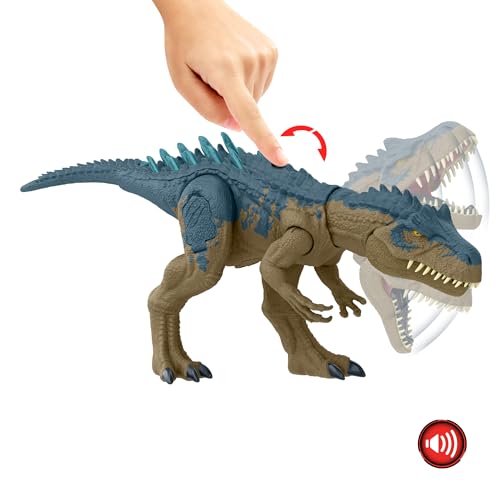 Jurassic World Ruthless Rampage Allosaurus Dinosaurio de juguete con sonidos, +4 años (Mattel HRX50)