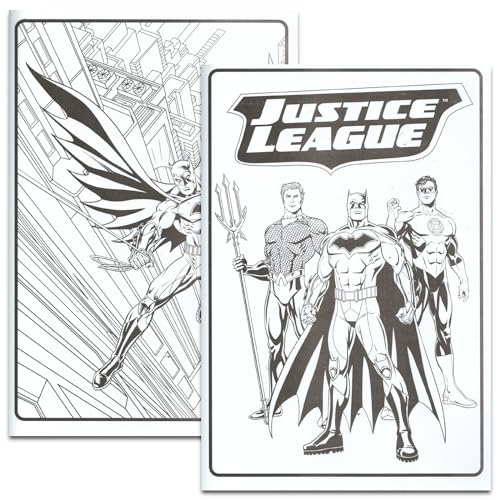 Justice Leage Advanced - Juego de libros para colorear – Paquete con libro para colorear de la Liga de la Justicia para adultos con Superman, Batman, Wonder Woman, más calcomanías | Libro para