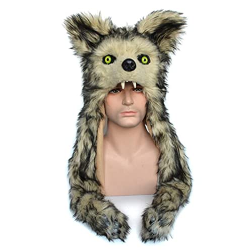 K99 Maletas de la cara - Máscara de lobo - Máscara de cabeza de animal de felpa para el carnaval de Halloween Partido de la masquera y el desfile de carnaval Disfraces de animales,Gris