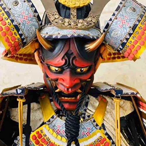 Kangmeile Máscara Samurai Japonesa Hannya Oni Samurai Máscara de Resina, Máscara para disfraz de Demonio de Halloween, Mascarilla Cosplay Samurai Japonés