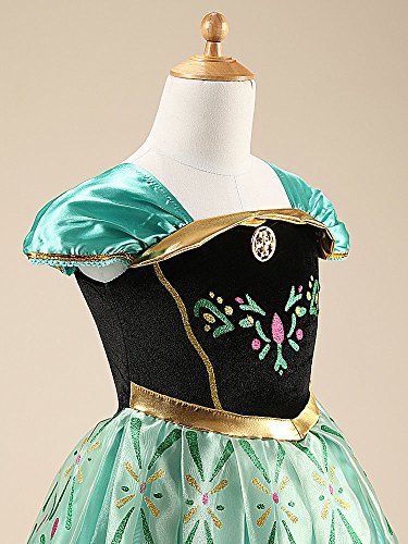 Katara 110 - Disfraz de la reina del hielo Elsa, color verde/turquesa, talla 122/128 (talla del fabricante: 130)