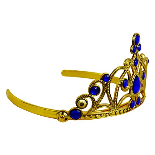 Katara 1682 - Diadema de Princesa Accesorio de Disfraz Corona de Cuentos de Hadas - Dorada con Cristales, Azul Oscuro