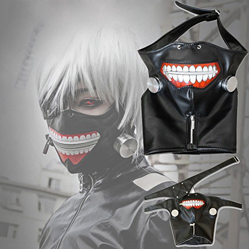 keland Máscara suave para la cara de la pu Tokyo Ghoul Mask para mujeres u hombres (Negro)