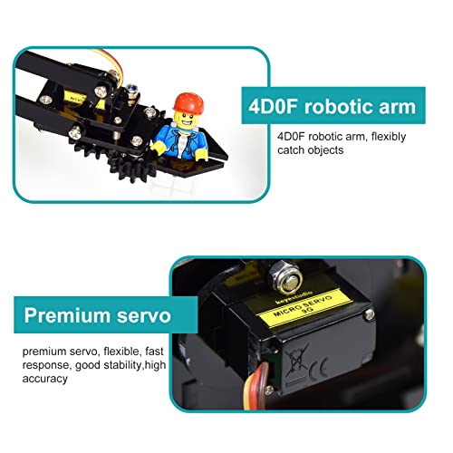 KEYESTUDIO Kit de Modelo de Robot DIY 4-DOF Robot Arm con Mango Kit de Brazo robótico programable de 4 Ejes Compatible con Arduino IDE
