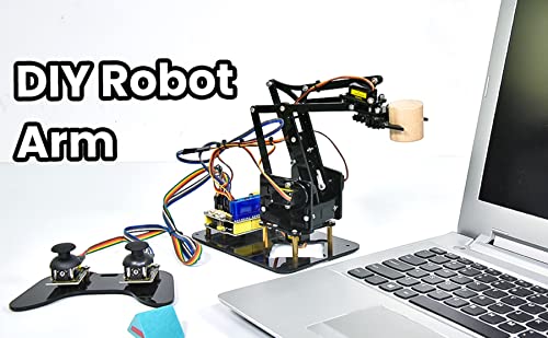 KEYESTUDIO Kit de Modelo de Robot DIY 4-DOF Robot Arm con Mango Kit de Brazo robótico programable de 4 Ejes Compatible con Arduino IDE