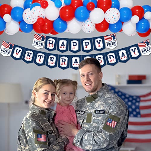 Kit de guirnaldas de globos para el día de los veteranos,decoraciones de fiesta patriótica, pancarta del día de los veteranos, para Estados Unidos, suministros navideños del 11 de noviembre