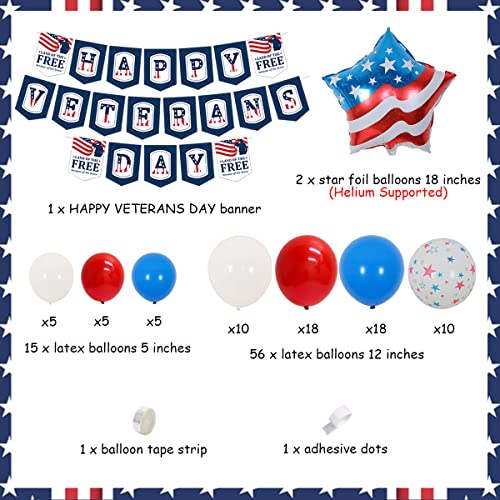 Kit de guirnaldas de globos para el día de los veteranos,decoraciones de fiesta patriótica, pancarta del día de los veteranos, para Estados Unidos, suministros navideños del 11 de noviembre