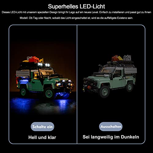 Kit de luces para Lego 10317 Land Rover Classic Defender 90 (no modelo de Lego), juego de iluminación LED con mando a distancia compatible con Land Rover Defender 90, luces de juguete creativas para