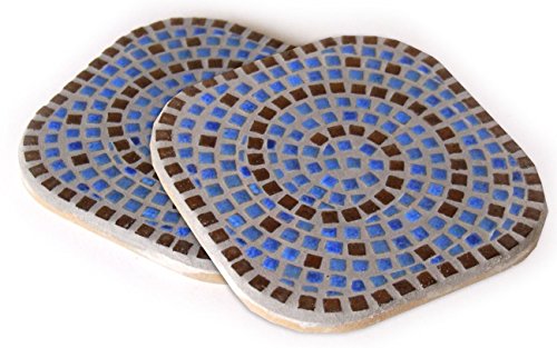 Kit de posavasos de mosaico de bricolaje, 2 piezas azul