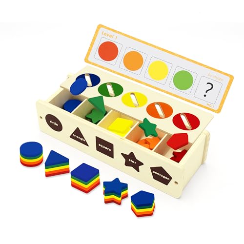 KivanToys | Juguetes niños 2 3 años Caja de clasificacion Formas geometricas 25 Piezas | Juguetes Montessori 2 3 años de Madera | Juegos educativos niños 2 3 años