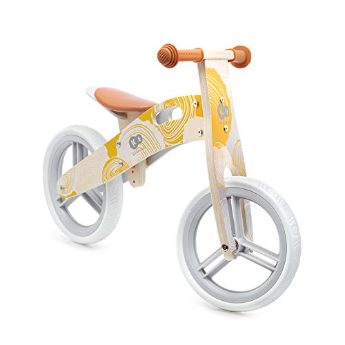 kk Kinderkraft RUNNER Bicicleta sin Pedales, Ligera, Asiento Ajustable , Bicicleta 2 Ruedas, Bicicletas niños, Hecha de Madera, Práctica, Moto bebé, 35 kg, Amarillo