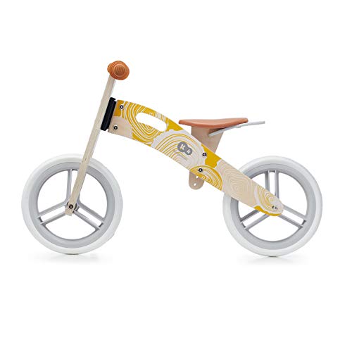 kk Kinderkraft RUNNER Bicicleta sin Pedales, Ligera, Asiento Ajustable , Bicicleta 2 Ruedas, Bicicletas niños, Hecha de Madera, Práctica, Moto bebé, 35 kg, Amarillo