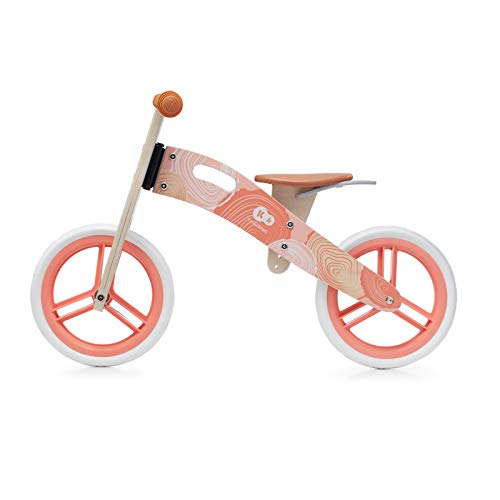 kk Kinderkraft RUNNER Bicicleta sin Pedales, Ligera, Asiento Ajustable , Bicicleta 2 Ruedas, Bicicletas niños, Hecha de Madera, Práctica, Moto bebé, 35 kg, Coral