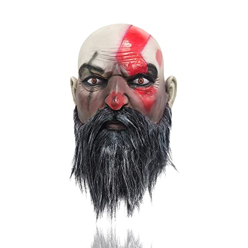 Kratos Máscara de látex Guerrero de guerra Cosplay Barbudo Guerrero Halloween Vestir Carnaval Accesorios de disfraz