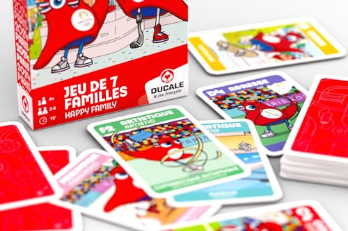 LA DUCALE – Juego de 7 familias para Mascotas Juegos Olímpicos y Paralímpicos París 2024 – Juego de Cartas para niños y familias – a Partir de 4 años – Fabricado en Francia