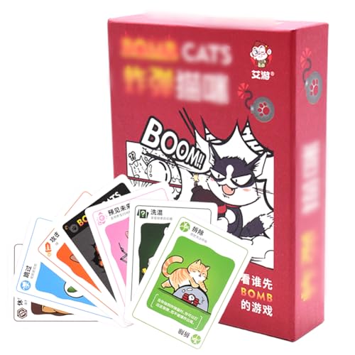 LabDip 56PCS Edición Original Bomb Cats Juego de Cartas 2023 Edición Party Pack Divertidos Juegos para Adultos Adolescentes Niños Divertidos Juegos Familiares Tarjeta 2-5 Jugadores(Rojo)