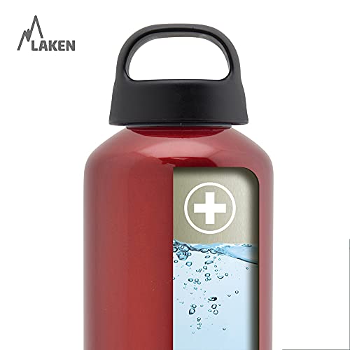 LAKEN Classic Botella de Agua Cantimplora de Aluminio con Tapón de Rosca y Boca Ancha, 1L Amarillo