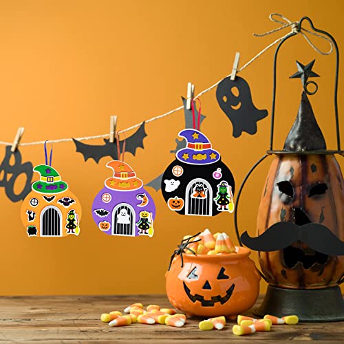 LAMEK Paquete de 12 kits de puerta de bruja para Halloween, casa de bruja, juego de manualidades para niños, manualidades, suministros de fiesta