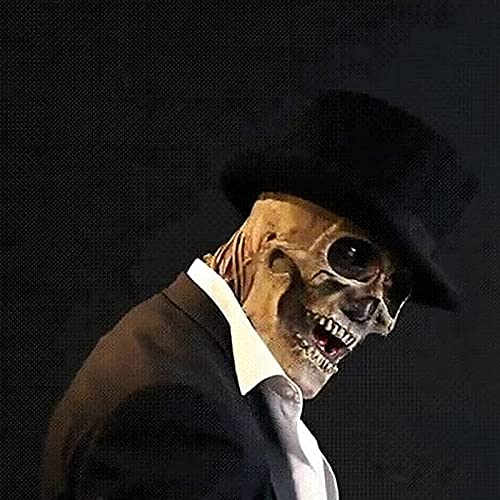 Lanckeli Máscara de Calavera de Halloween con Mandíbula Móvil, Cráneo Espeluznante, Máscara de Látex para Adultos.