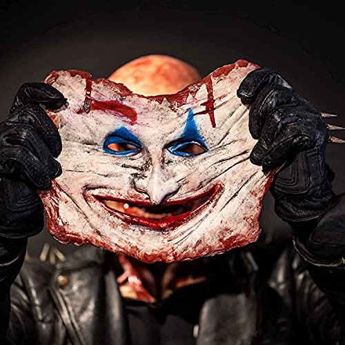Lanckeli Máscara de Terror de Halloween de Doble Capa con Superficie Pelable, Máscara de Payaso de Terror + Cráneo de Terror Sangriento, Hecho de Látex.