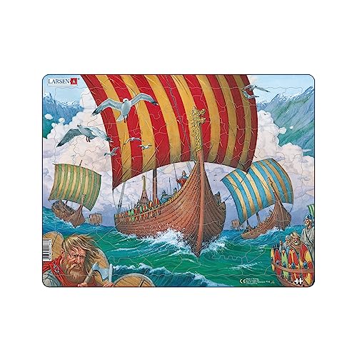 Larsen FI6 Naves vikingas Rumbo a la Batalla, Puzzle de Marco con 64 Piezas