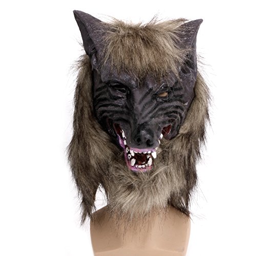 LDA Get Fresh la máscara de Disfraces Fresca, Cabeza de Lobo Animal de látex con máscara de Pelo para la Fiesta de Halloween