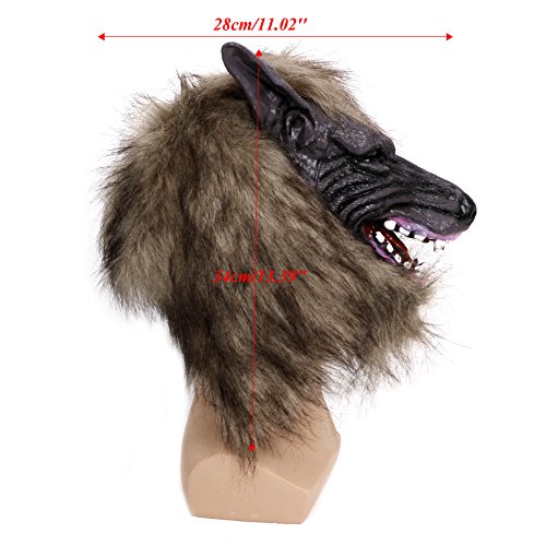 LDA Get Fresh la máscara de Disfraces Fresca, Cabeza de Lobo Animal de látex con máscara de Pelo para la Fiesta de Halloween