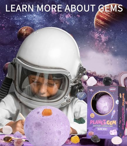 LEAZZLE Kit de Excavación de Gemas,Kit de Excavación para 6+ Años, Geología, Ciencia y Juego, Sistema Solar, Planetas, Cavando la Luna para Niños y Niñas(3 Pcs)
