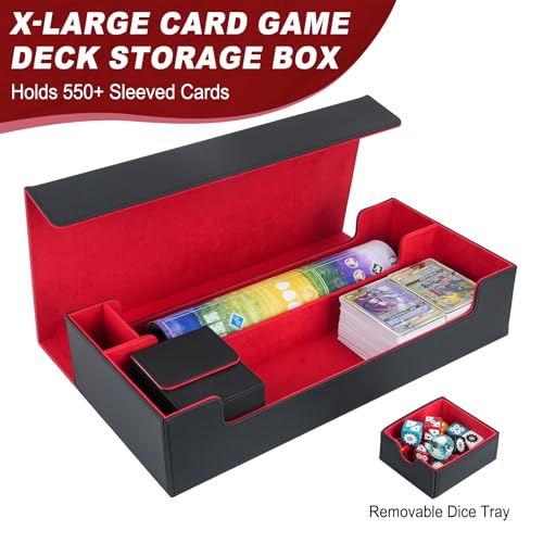 LEFOR·Z Caja de cartas Gamegenic extragrande, caja de almacenamiento para mazos de juegos de cartas para MTG/TCG/Yugioh/Magic/Commander, se adapta a caja de cartas de 5 barajas con funda de