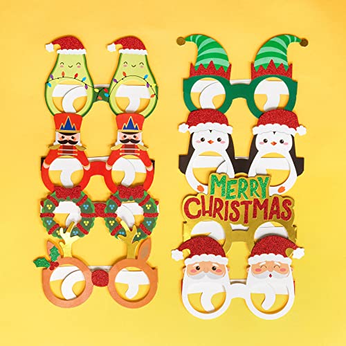 Legami - Juego de 8 gafas navideñas de papel, 8 formas diferentes de temática navideña, talla única, 14,5 x 11,6 cm